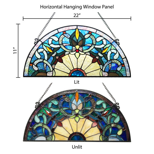 Astoria Grand Corista HalfMoon Stained Glass Window Panel & Reviews